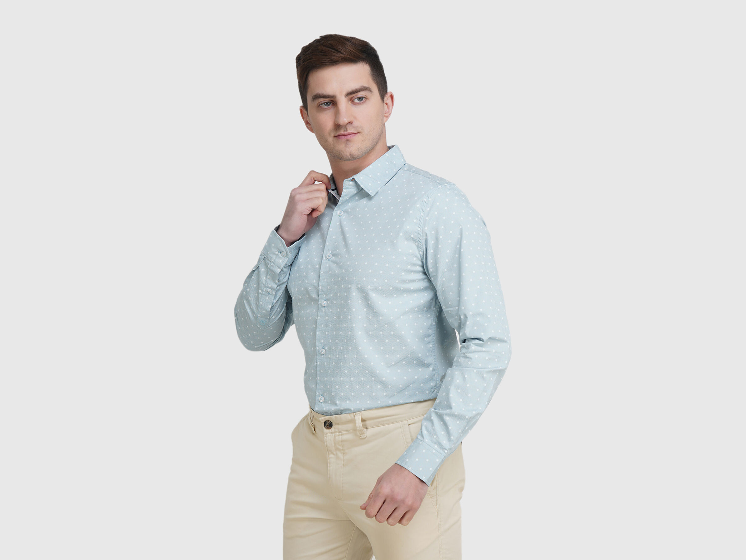 Fill Sleeve Giza Satin Print Shirt image number 2